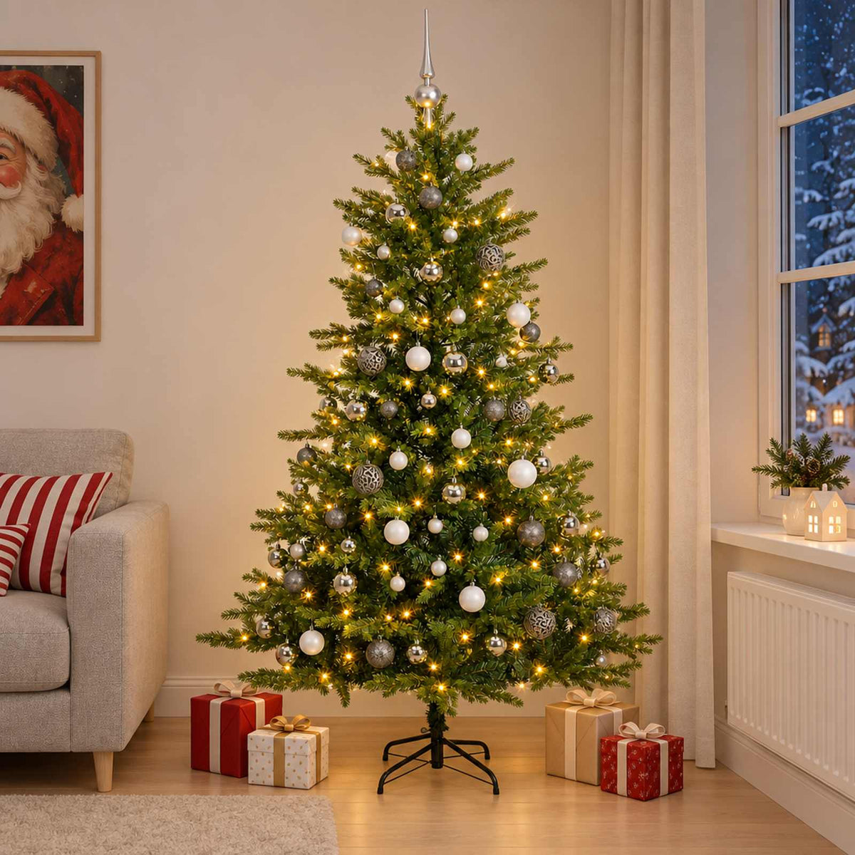 Artificial Christmas Tree with Bauble 240 cm 300 LEDs