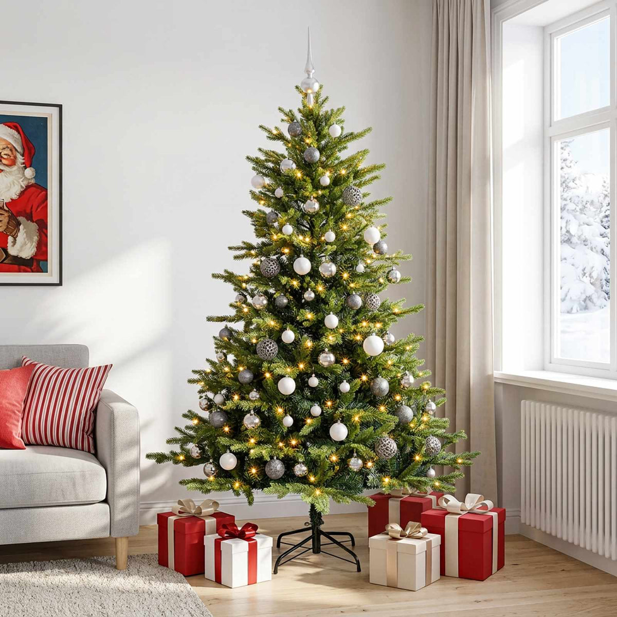 Artificial Christmas Tree with Bauble 240 cm 300 LEDs