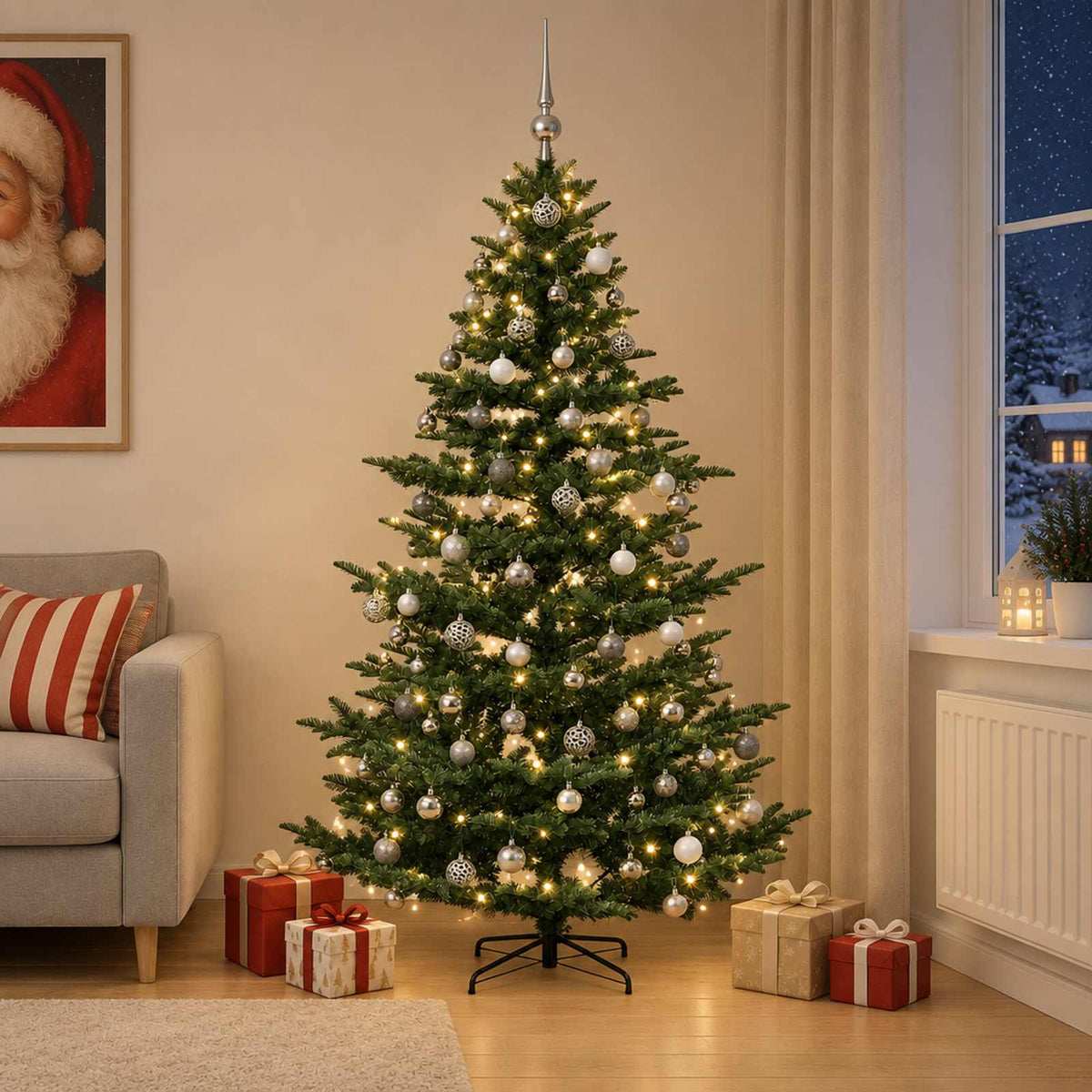 Artificial Christmas Tree with Bauble 180 cm 300 LEDs