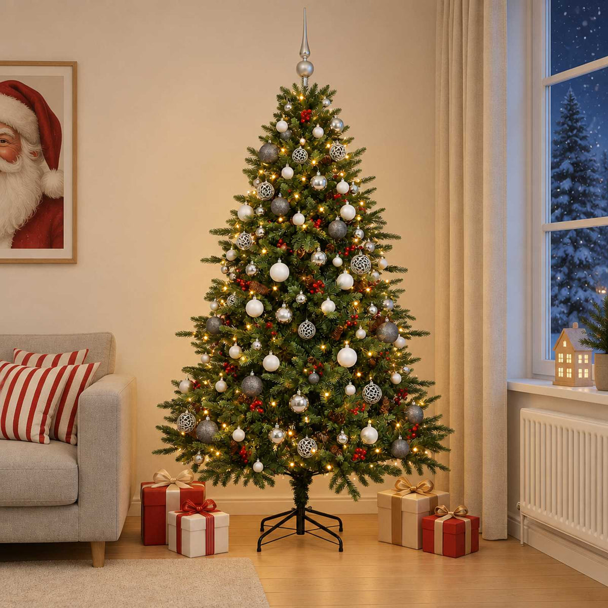 Artificial Christmas Tree with Bauble 180 cm 300 LEDs