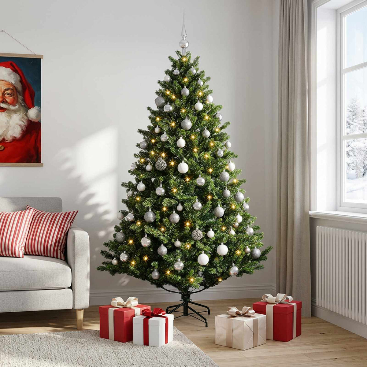 Artificial Christmas Tree with Bauble 210 cm 300 LEDs