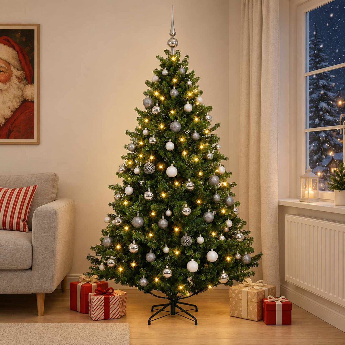 Artificial Christmas Tree with Bauble 210 cm 300 LEDs