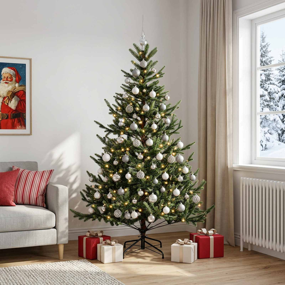 Artificial Christmas Tree with Bauble 180 cm 300 LEDs