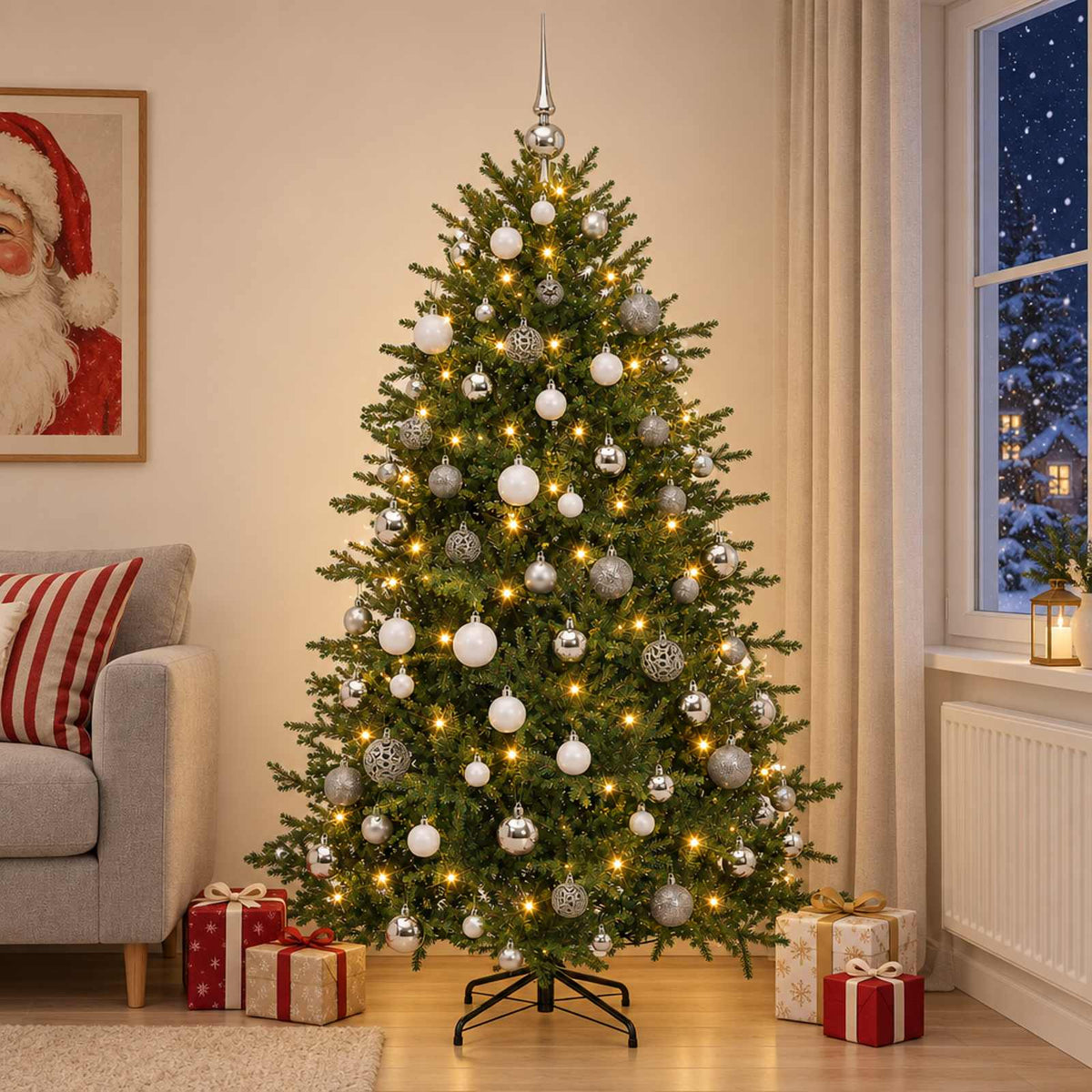 Artificial Christmas Tree with Bauble 180 cm 300 LEDs