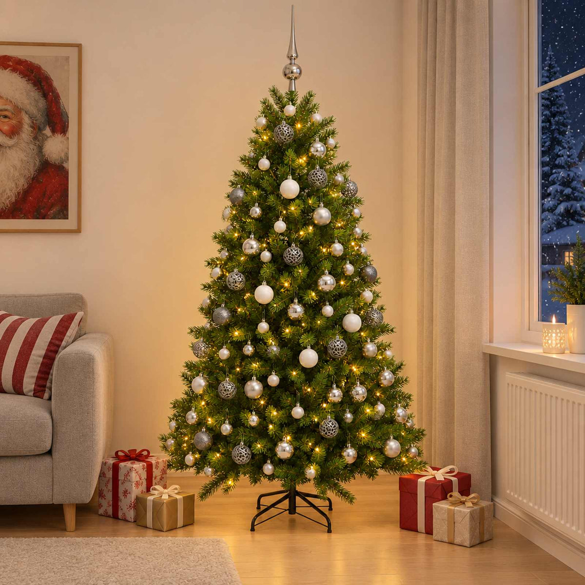 Artificial Christmas Tree with Bauble 240 cm 300 LEDs