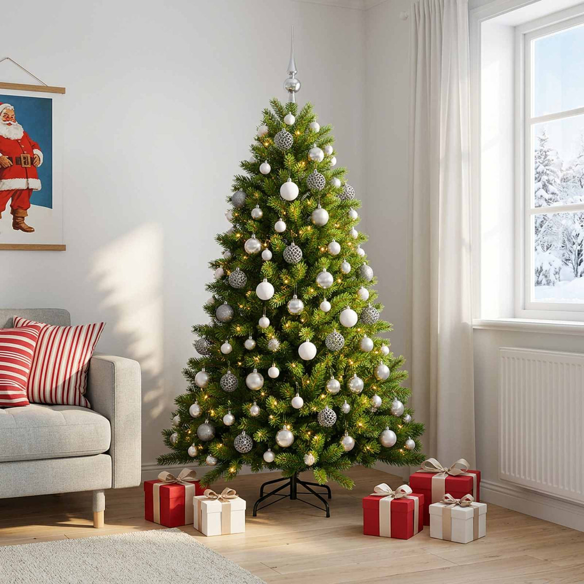 Artificial Christmas Tree with Bauble 180 cm 300 LEDs