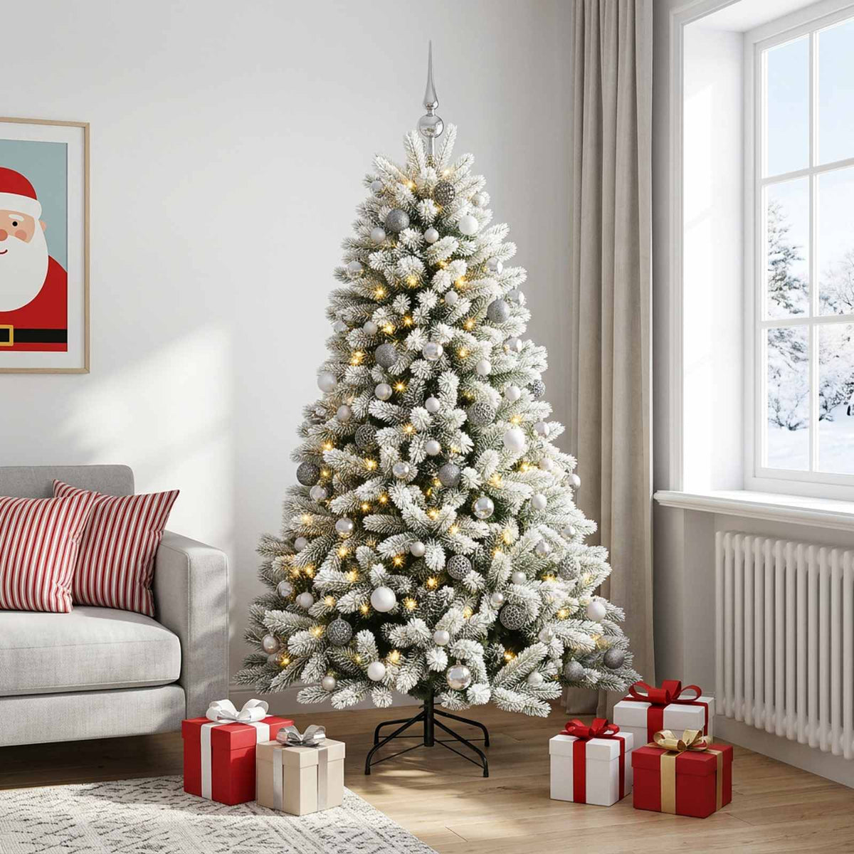 Artificial Christmas Tree with Bauble 210 cm 300 LEDs
