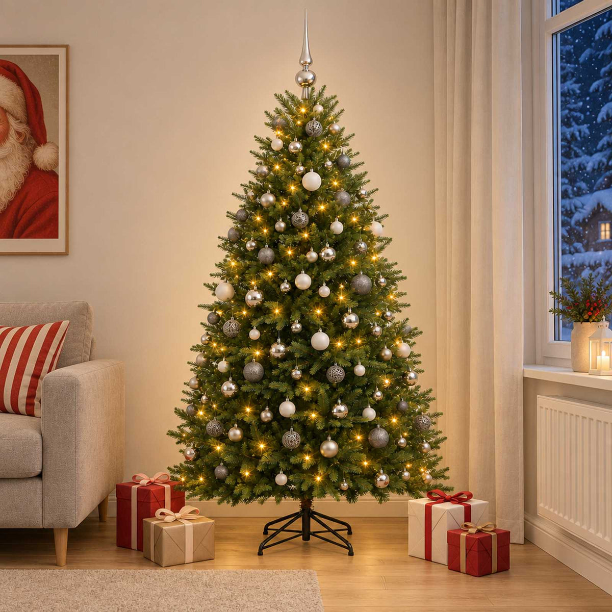 Artificial Christmas Tree with Bauble 210 cm 300 LEDs