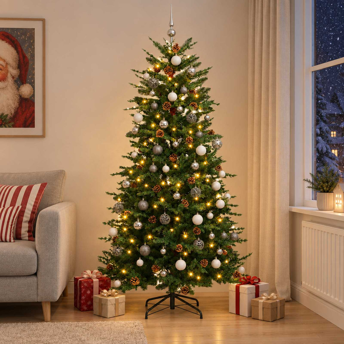 Artificial Christmas Tree with Bauble 210 cm 300 LEDs