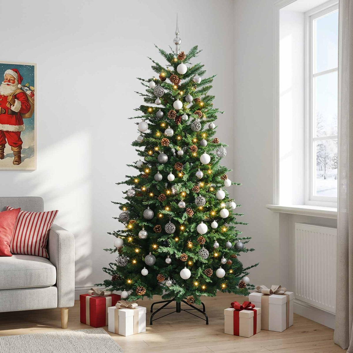 Artificial Christmas Tree with Bauble 210 cm 300 LEDs