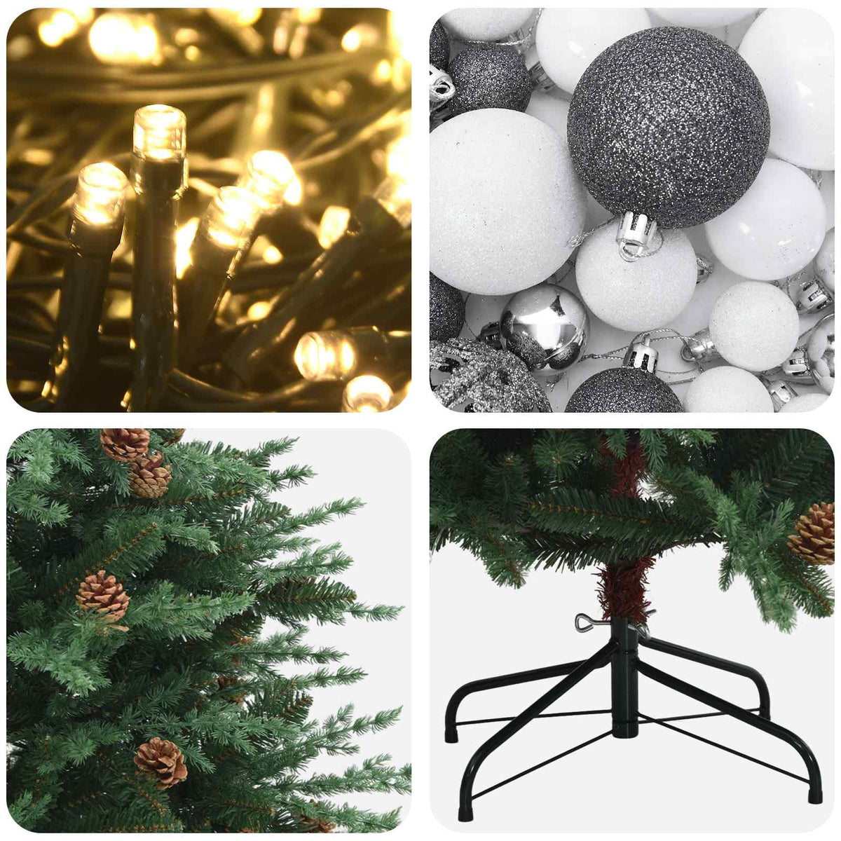 Artificial Christmas Tree with Bauble 210 cm 300 LEDs