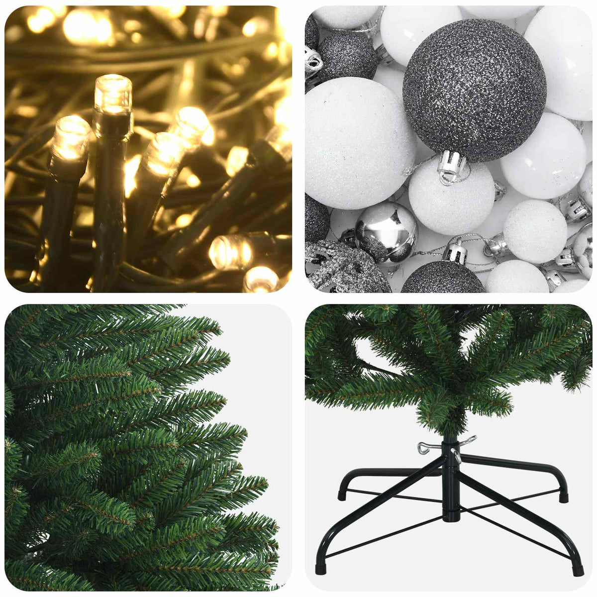 Artificial Christmas Tree Mid-green with Bauble 180 cm 300 LEDs