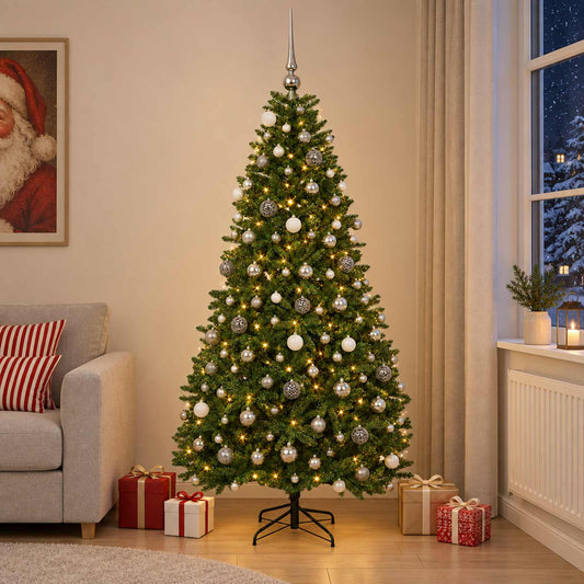 Artificial Christmas Tree Mid-green with Ornament 210 cm