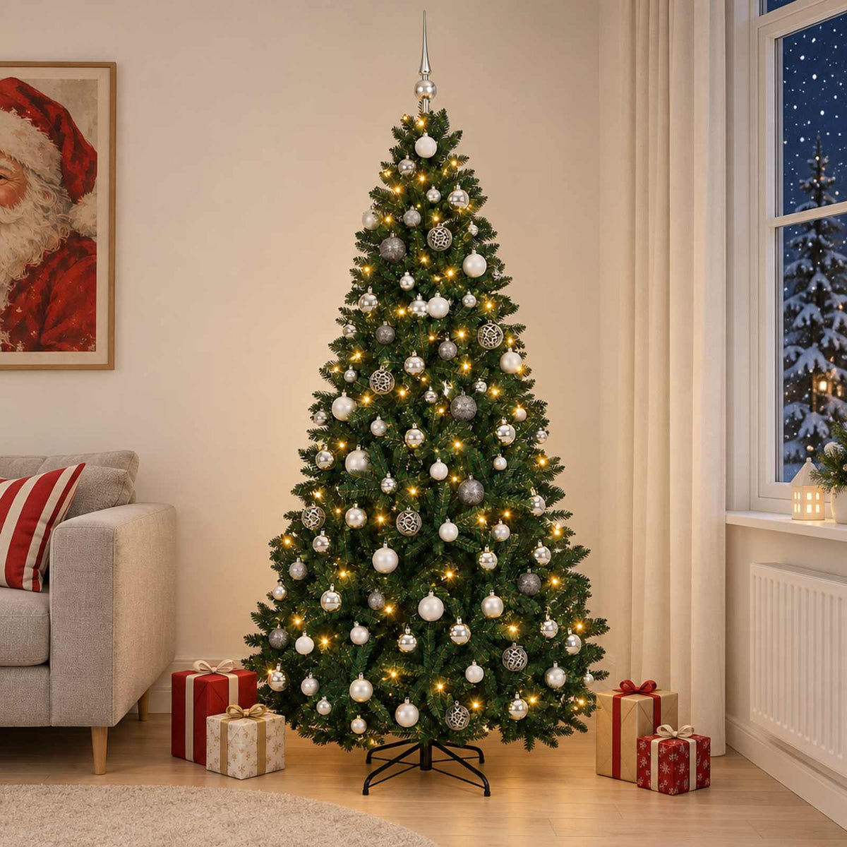 Artificial Christmas Tree Dark Green with Bauble 270 cm