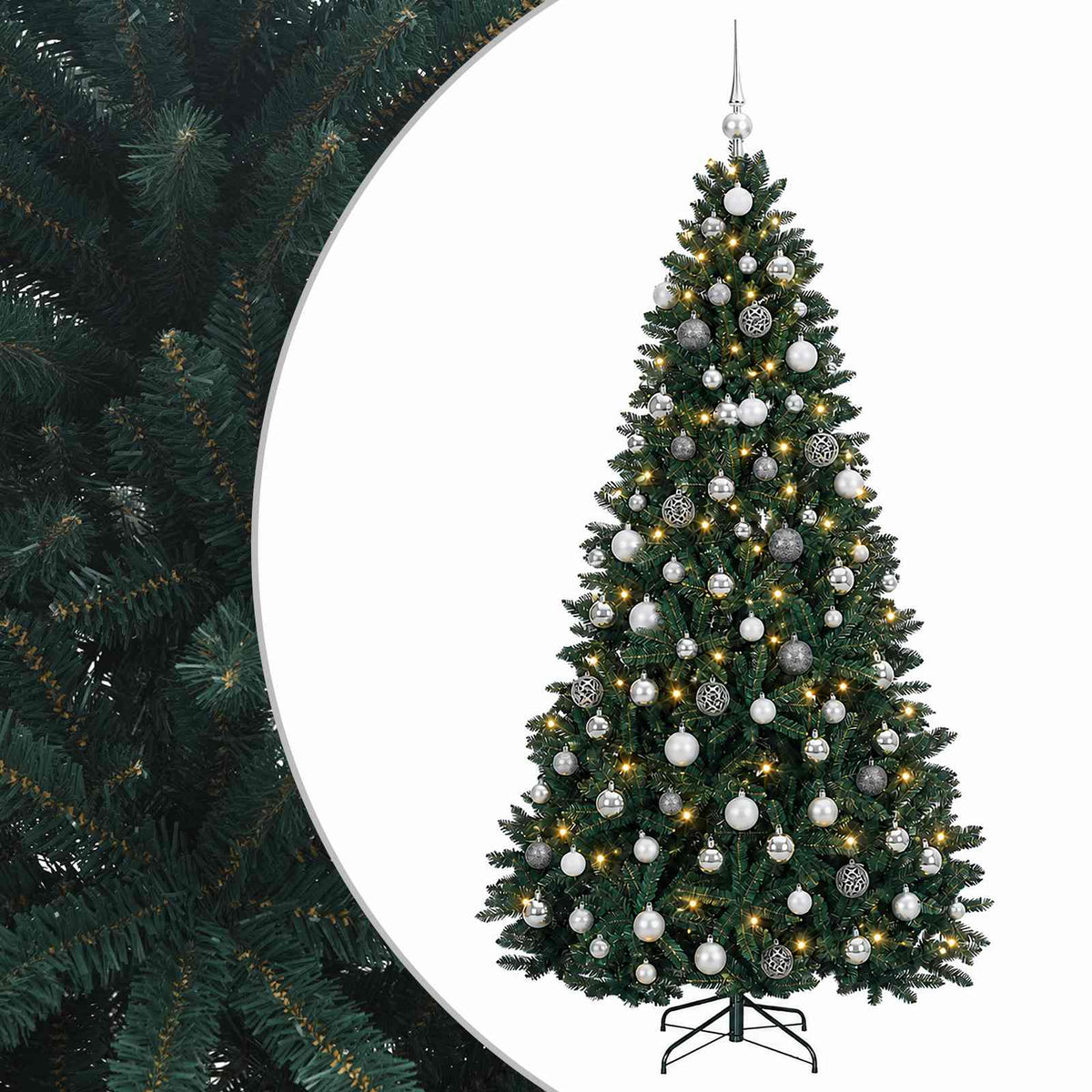 Artificial Christmas Tree Dark Green with Bauble 210 cm