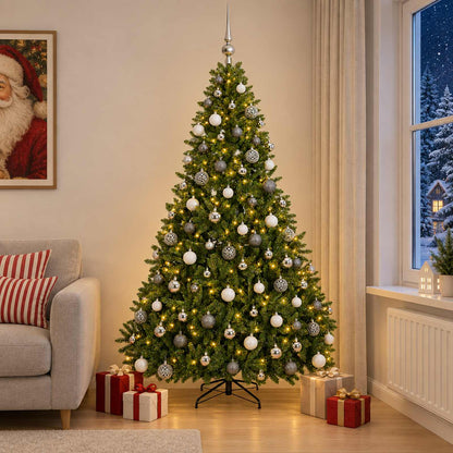 Artificial Christmas Tree Light Green with Baubles 240 cm