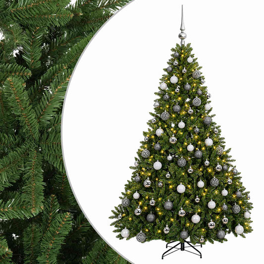 Artificial Christmas Tree Light Green with Baubles 210 cm
