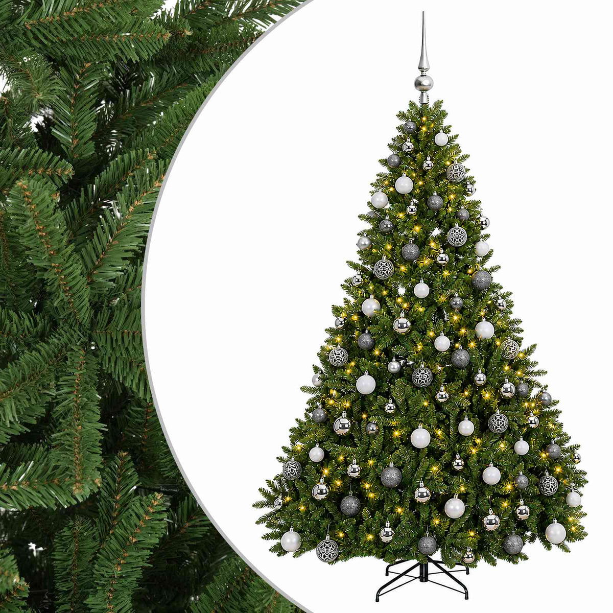 Artificial Christmas Tree Light Green with Baubles 240 cm