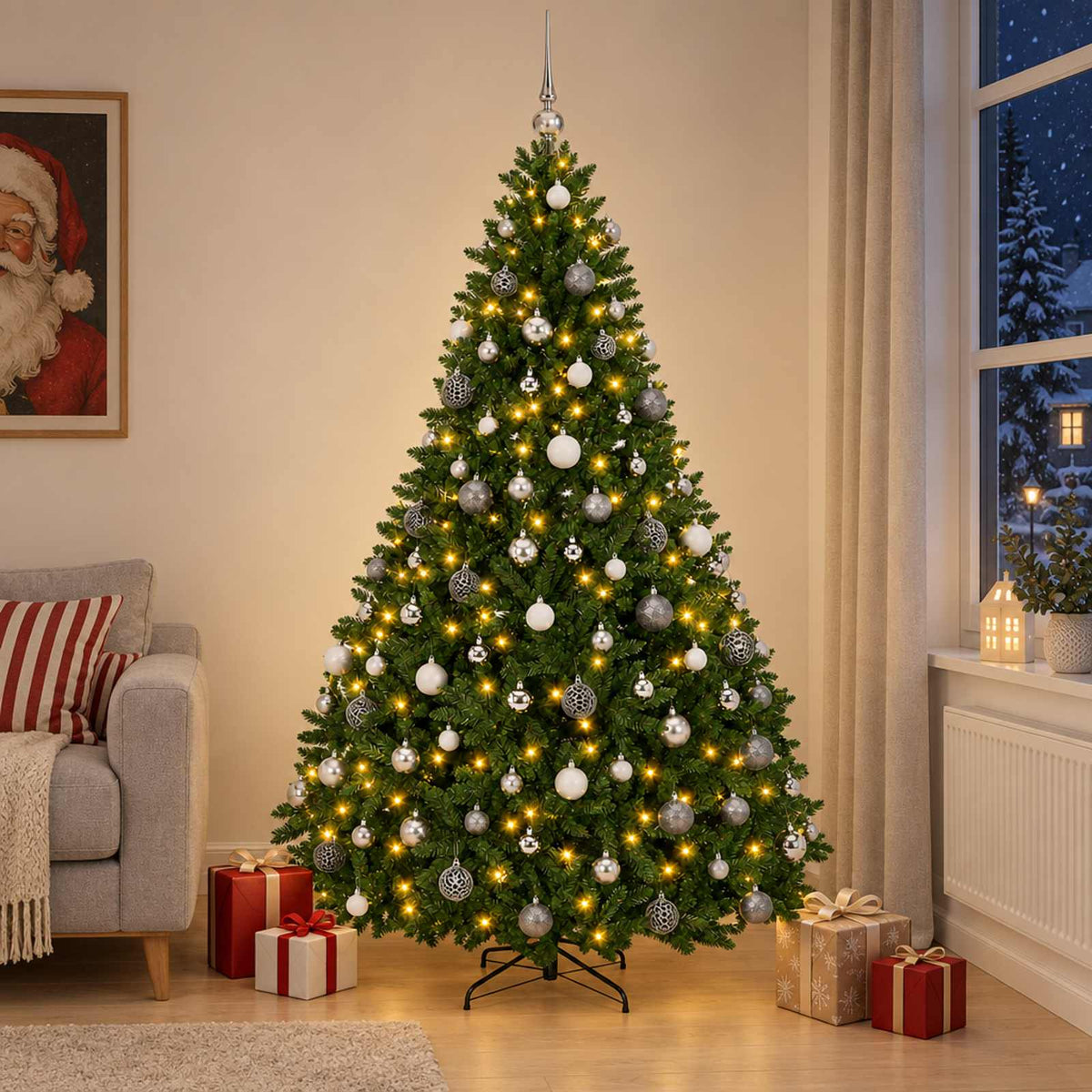 Artificial Christmas Tree Mid-green with Ornament 270 cm