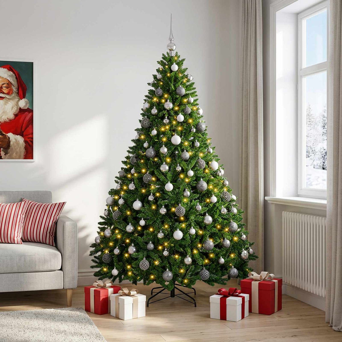 Artificial Christmas Tree Mid-green with Ornament 270 cm