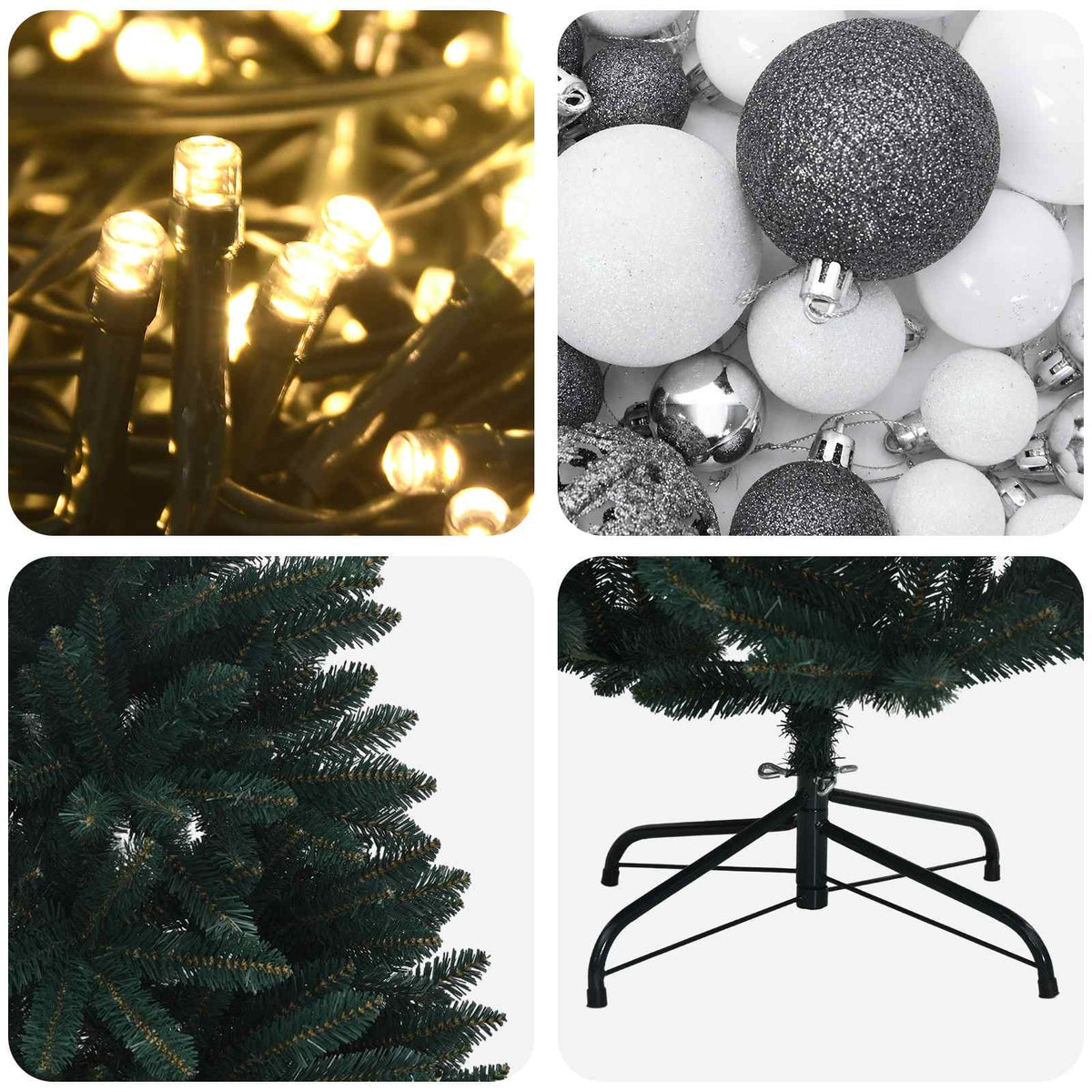 Artificial Dark Green Christmas Tree with Baubles 180 cm