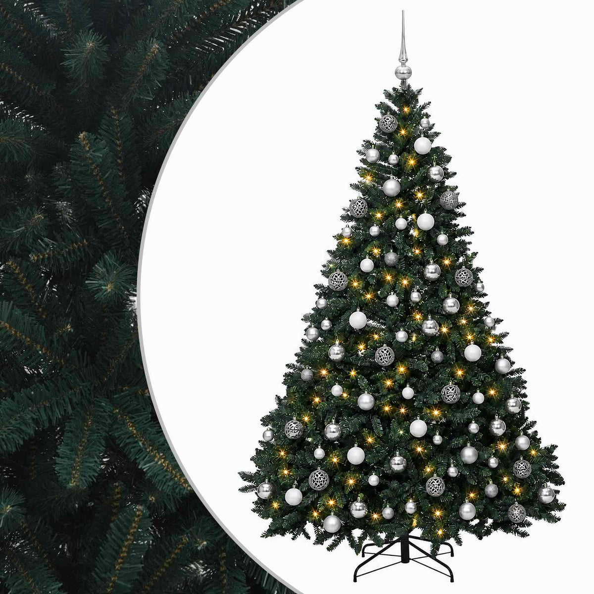 Artificial Dark Green Christmas Tree with Baubles 180 cm