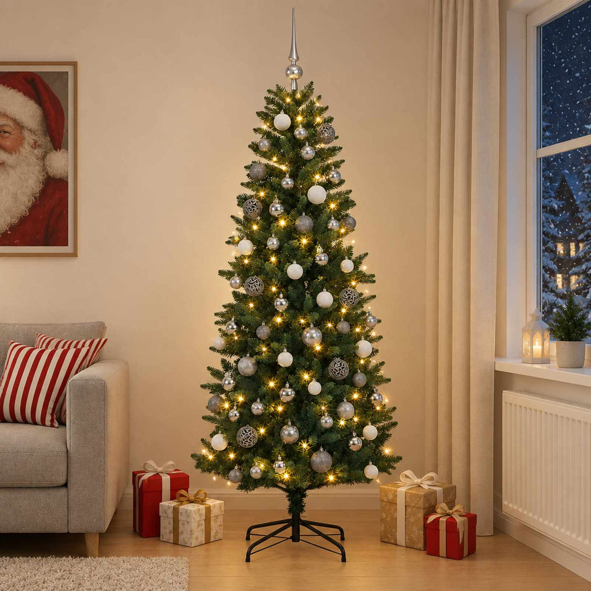Artificial Christmas Tree with Bauble 240 cm 300 LEDs
