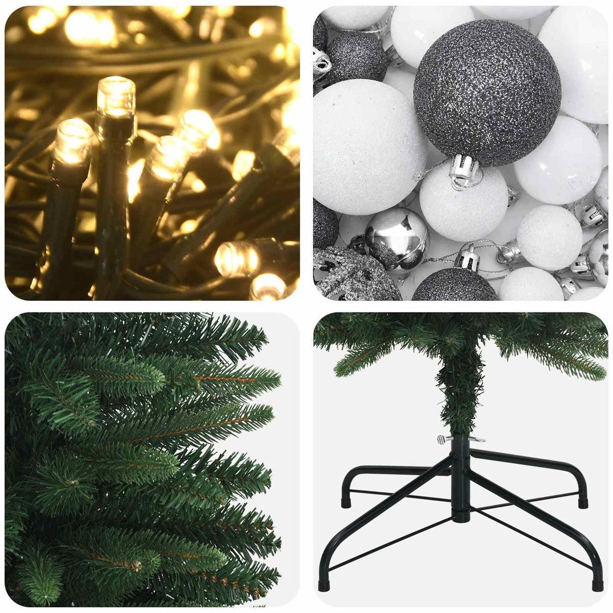 Artificial Slim Christmas Tree with Baubles 180 cm 300 LEDs