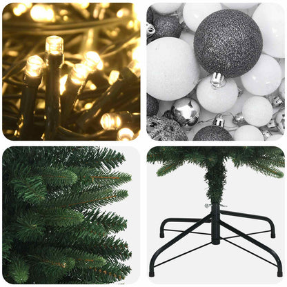 Artificial Slim Christmas Tree with Baubles 180 cm 300 LEDs