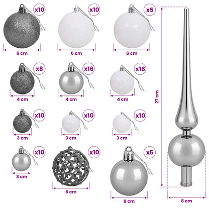 Artificial Slim Christmas Tree with Baubles 210 cm 300 LEDs