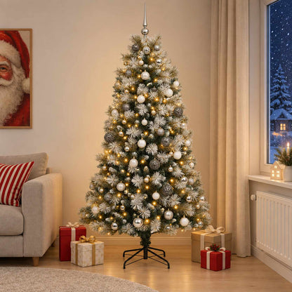 Artificial Hinged Christmas Tree with Baubles 240 cm 300 LEDs