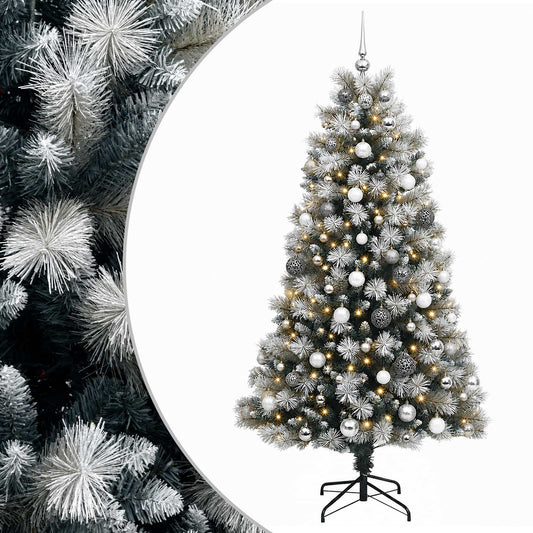 Artificial Hinged Christmas Tree with Baubles 180 cm 300 LEDs