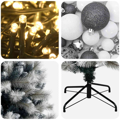 Artificial Hinged Christmas Tree with Baubles 210 cm 300 LEDs