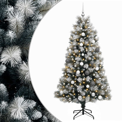 Artificial Hinged Christmas Tree with Baubles 210 cm 300 LEDs