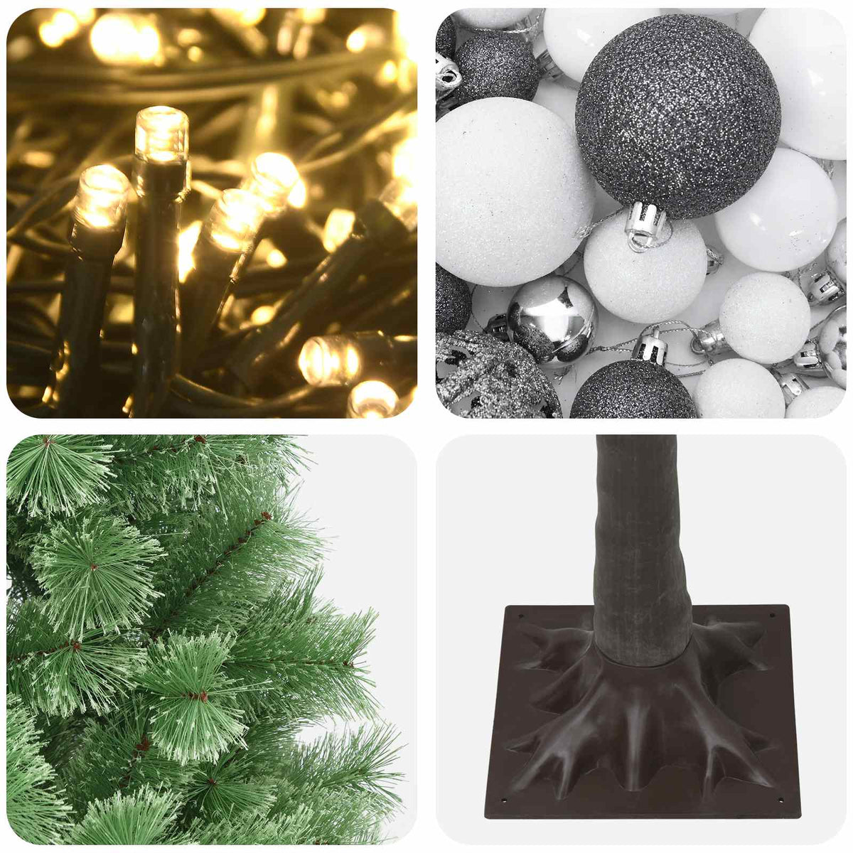 Artificial Hinged Christmas Tree with Baubles 180 cm 300 LEDs