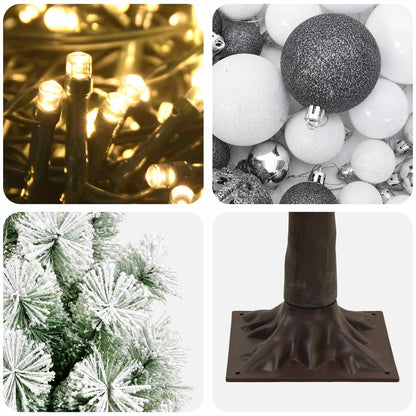 Artificial Hinged Christmas Tree with Baubles 180 cm 300 LEDs