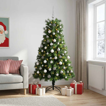 Artificial Hinged Christmas Tree with Baubles 240 cm 300 LEDs