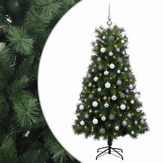 Artificial Hinged Christmas Tree with Baubles 180 cm 300 LEDs