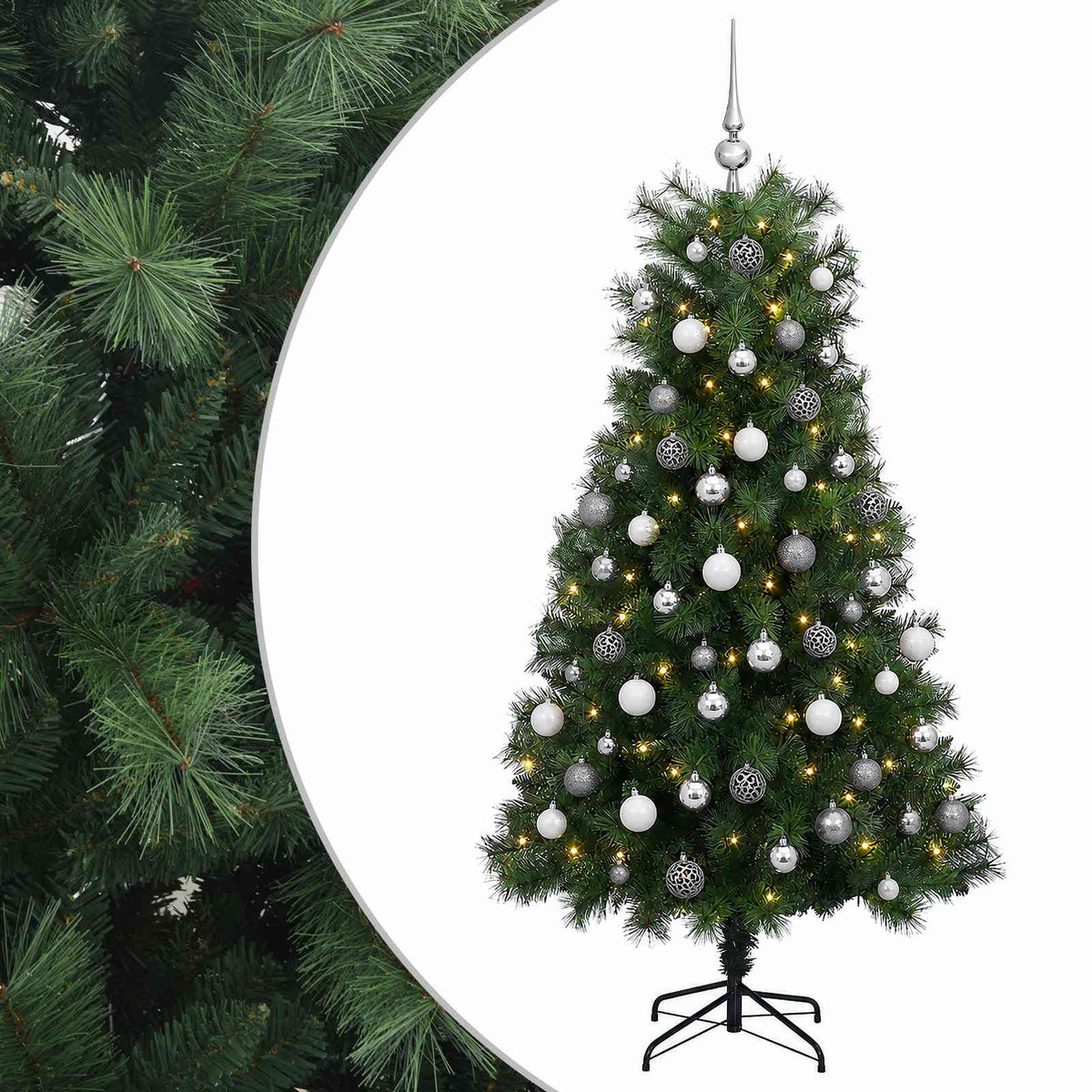 Artificial Hinged Christmas Tree with Baubles 240 cm 300 LEDs