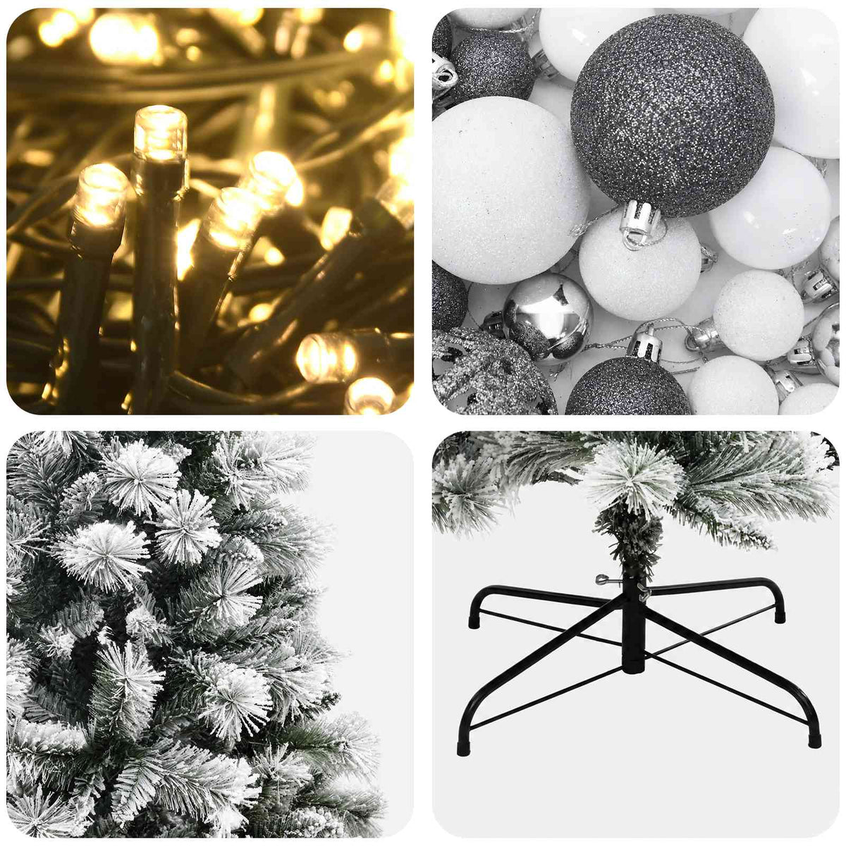 Artificial Hinged Christmas Tree with Baubles 240 cm 300 LEDs
