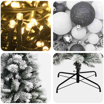 Artificial Hinged Christmas Tree with Baubles 240 cm 300 LEDs
