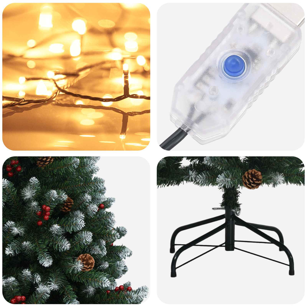 Artificial Hinged Christmas Tree 270 cm 300 LEDs Warm White
