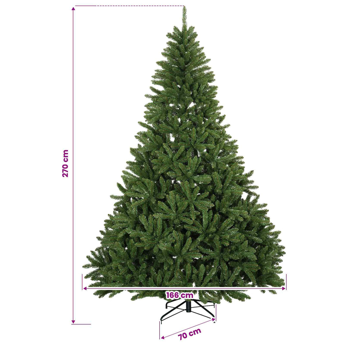 Artificial Hinged Christmas Tree 270 cm 600 LEDs Warm White