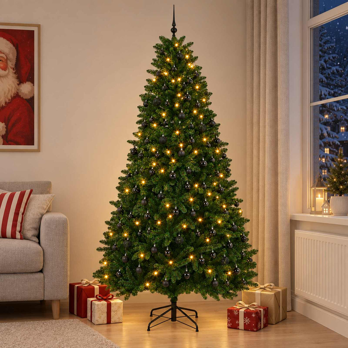 Artificial Christmas Tree Mid-green with Bauble 270 cm 600 LEDs