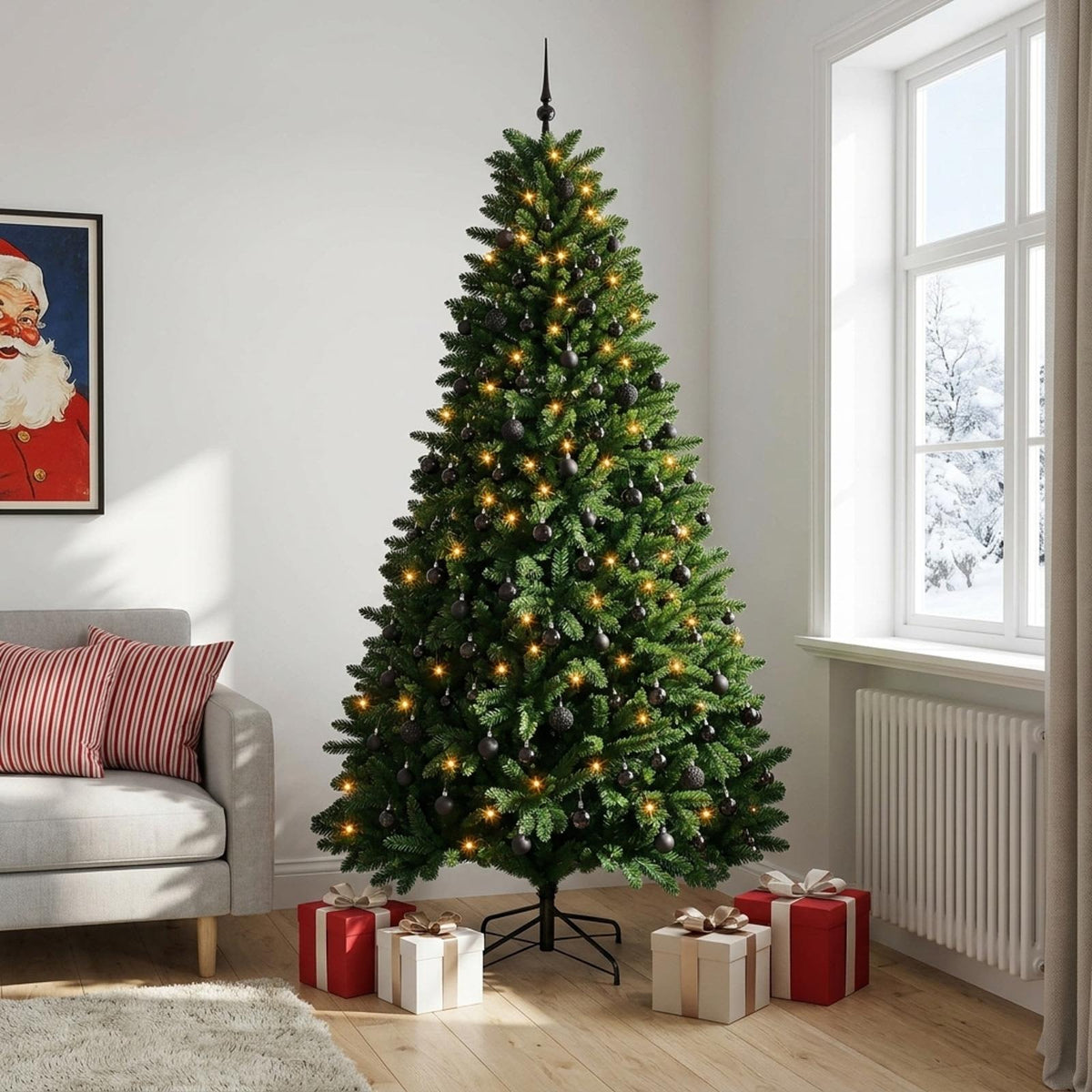 Artificial Christmas Tree Mid-green with Bauble 270 cm 600 LEDs