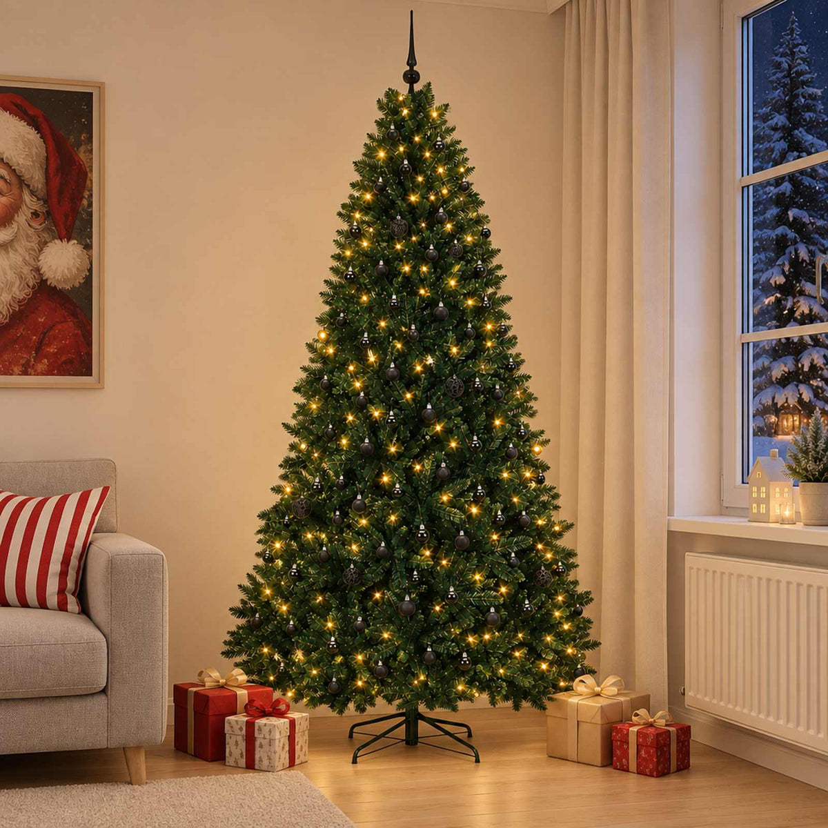 Artificial Christmas Tree Dark Green with Bauble 270 cm