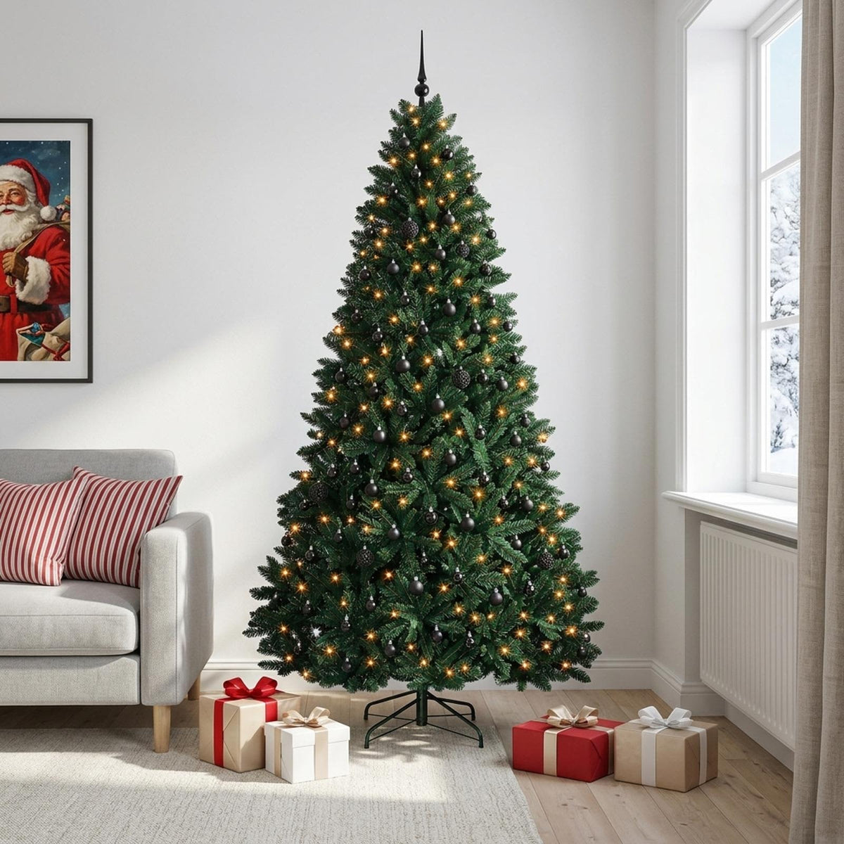 Artificial Christmas Tree Dark Green with Bauble 270 cm