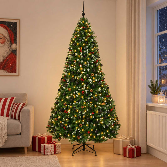 Artificial Christmas Tree Green with Baubles 270 cm 300 LEDs