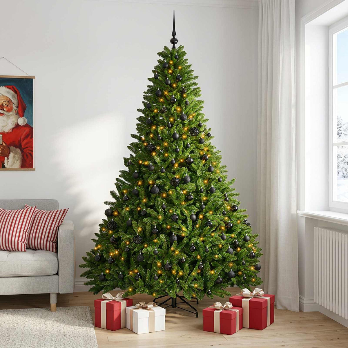 Artificial Christmas Tree Light Green with Baubles 300 cm
