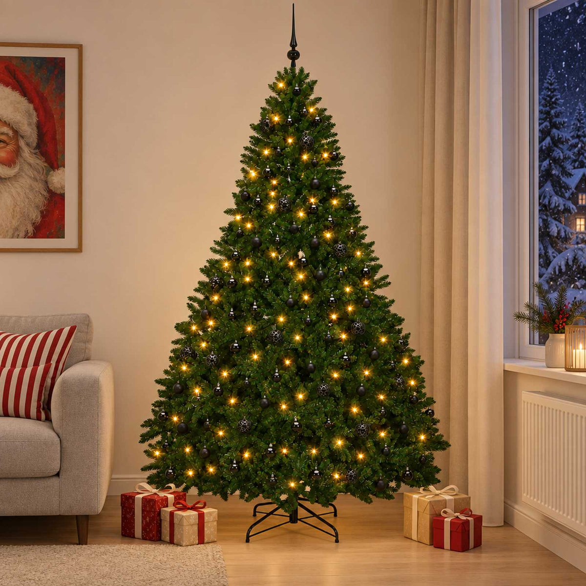 Artificial Christmas Tree Mid-green with Ornament 270 cm